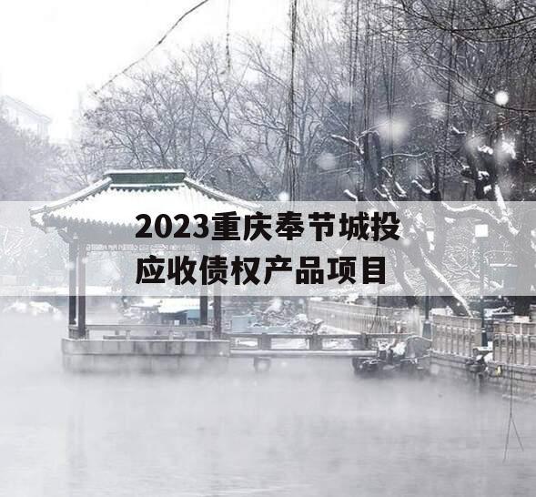 2023重庆奉节城投应收债权产品项目