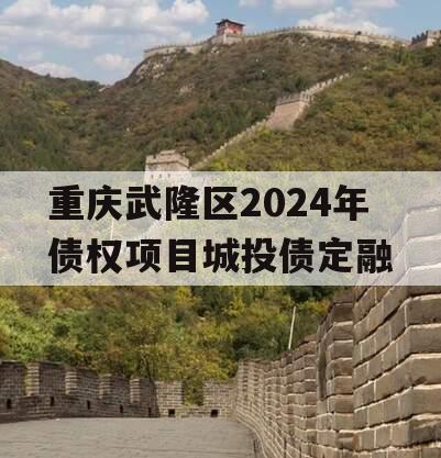 重庆武隆区2024年债权项目城投债定融