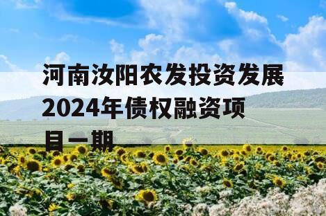 河南汝阳农发投资发展2024年债权融资项目一期