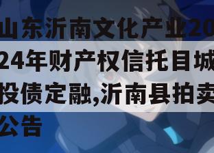 山东沂南文化产业2024年财产权信托目城投债定融,沂南县拍卖公告