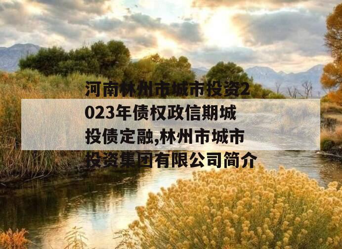 河南林州市城市投资2023年债权政信期城投债定融,林州市城市投资集团有限公司简介