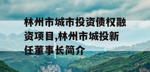 林州市城市投资债权融资项目,林州市城投新任董事长简介