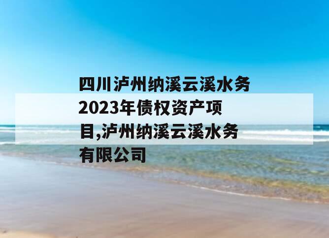 四川泸州纳溪云溪水务2023年债权资产项目,泸州纳溪云溪水务有限公司