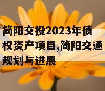 简阳交投2023年债权资产项目,简阳交通规划与进展