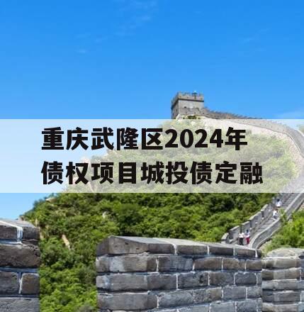 重庆武隆区2024年债权项目城投债定融