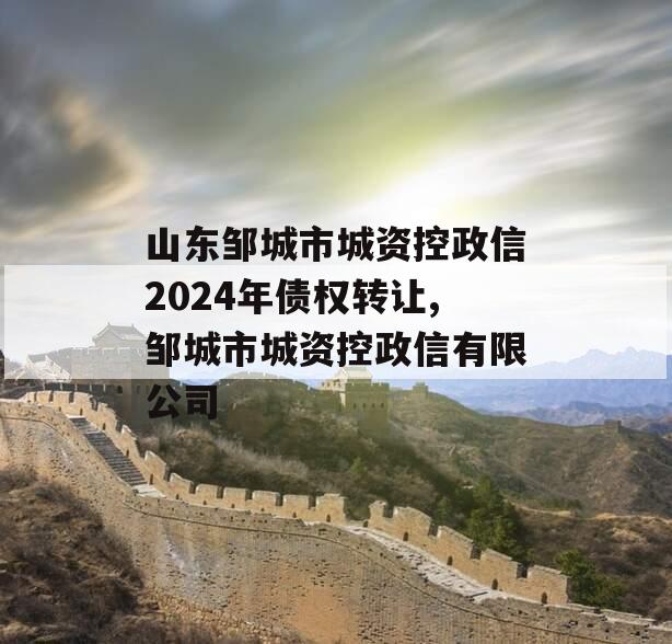 山东邹城市城资控政信2024年债权转让,邹城市城资控政信有限公司