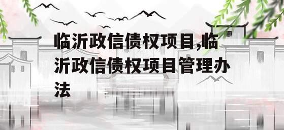 临沂政信债权项目,临沂政信债权项目管理办法