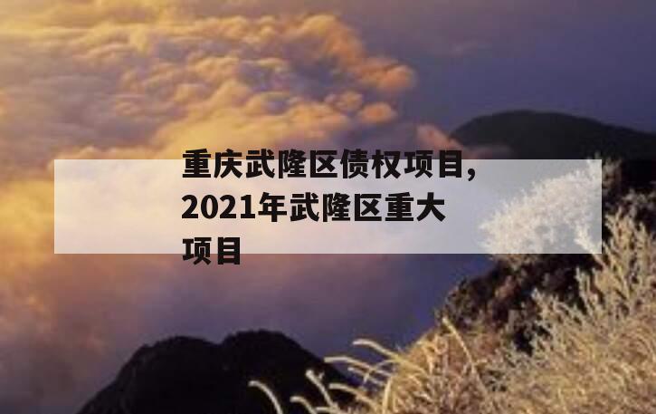 重庆武隆区债权项目,2021年武隆区重大项目