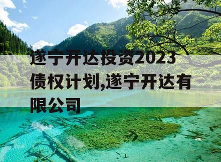 遂宁开达投资2023债权计划,遂宁开达有限公司