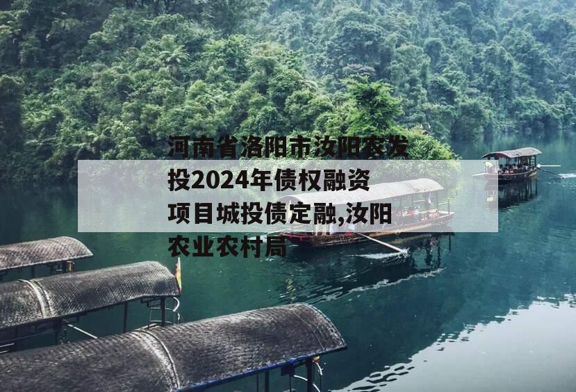 河南省洛阳市汝阳农发投2024年债权融资项目城投债定融,汝阳农业农村局