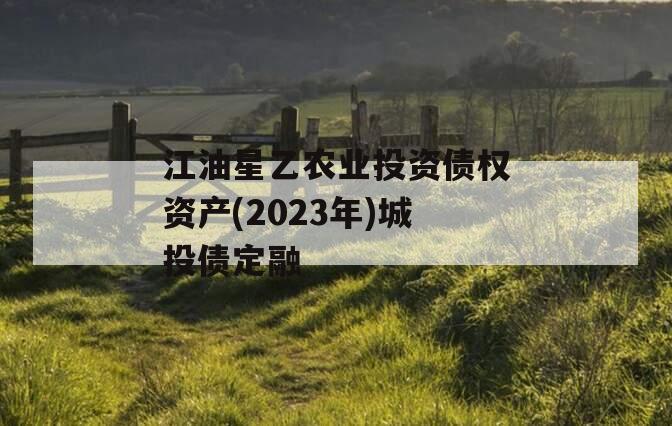 江油星乙农业投资债权资产(2023年)城投债定融