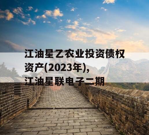 江油星乙农业投资债权资产(2023年),江油星联电子二期