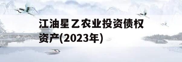 江油星乙农业投资债权资产(2023年)