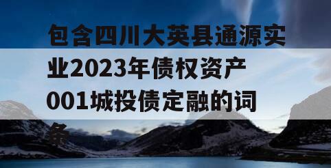 包含四川大英县通源实业2023年债权资产001城投债定融的词条