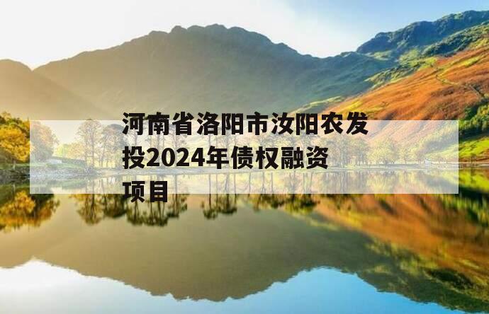 河南省洛阳市汝阳农发投2024年债权融资项目