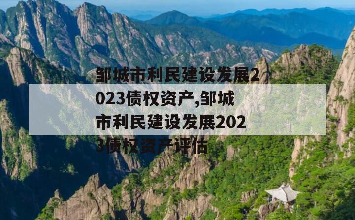 邹城市利民建设发展2023债权资产,邹城市利民建设发展2023债权资产评估