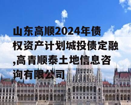 山东高顺2024年债权资产计划城投债定融,高青顺泰土地信息咨询有限公司