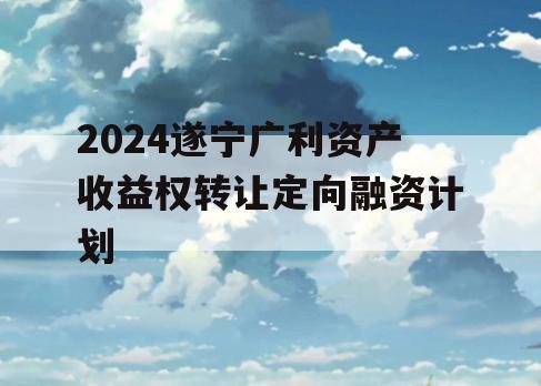 2024遂宁广利资产收益权转让定向融资计划