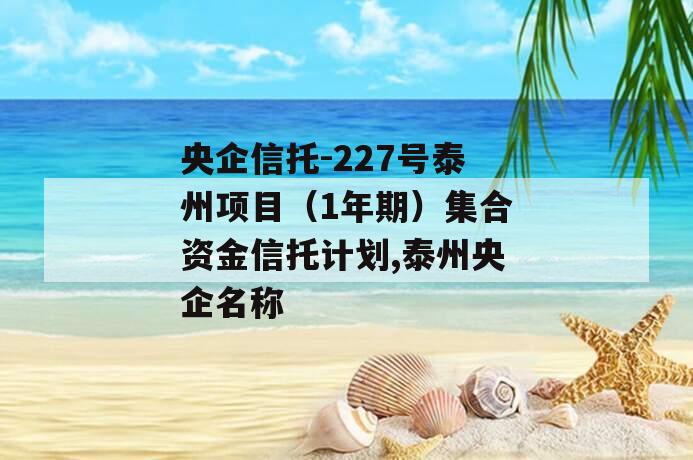 央企信托-227号泰州项目（1年期）集合资金信托计划,泰州央企名称