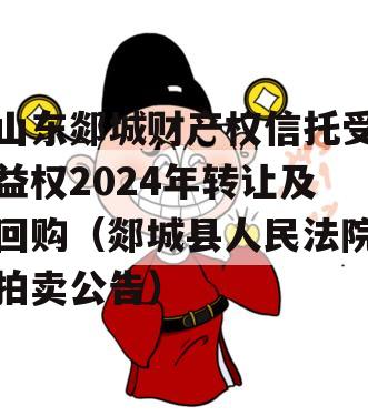 山东郯城财产权信托受益权2024年转让及回购（郯城县人民法院拍卖公告）