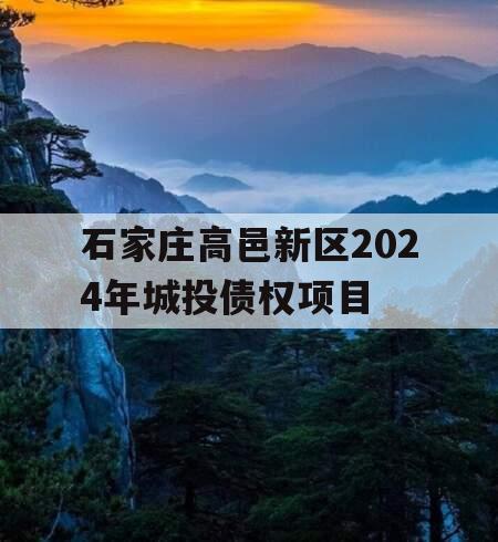 石家庄高邑新区2024年城投债权项目