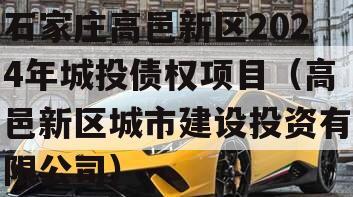 石家庄高邑新区2024年城投债权项目（高邑新区城市建设投资有限公司）