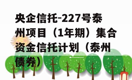 央企信托-227号泰州项目（1年期）集合资金信托计划（泰州 债券）