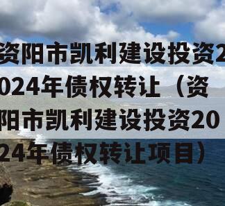 资阳市凯利建设投资2024年债权转让（资阳市凯利建设投资2024年债权转让项目）