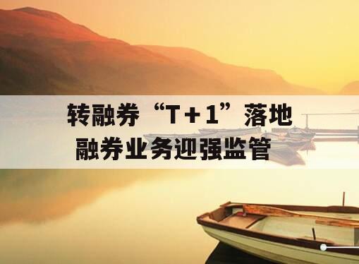 转融券“T＋1”落地 融券业务迎强监管