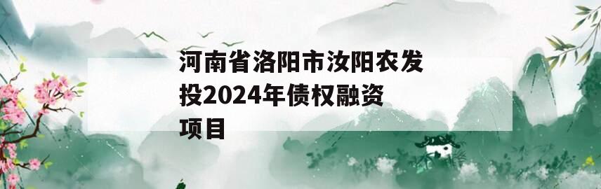 河南省洛阳市汝阳农发投2024年债权融资项目