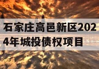 石家庄高邑新区2024年城投债权项目