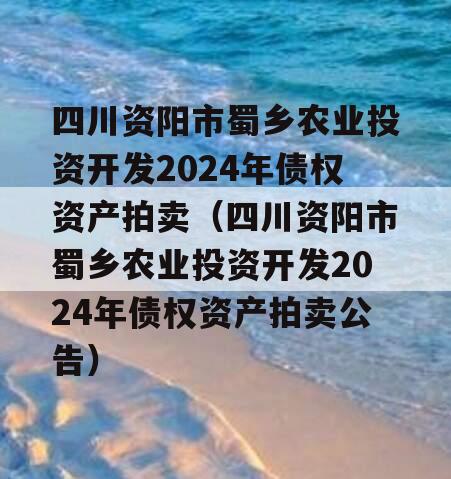 四川资阳市蜀乡农业投资开发2024年债权资产拍卖（四川资阳市蜀乡农业投资开发2024年债权资产拍卖公告）