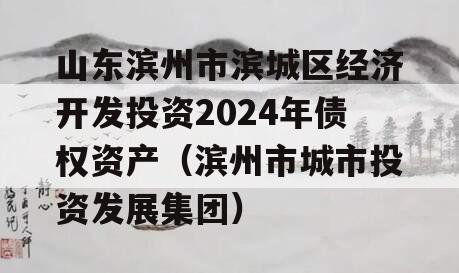 山东滨州市滨城区经济开发投资2024年债权资产（滨州市城市投资发展集团）