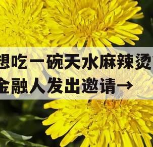 想吃一碗天水麻辣烫？金融人发出邀请→