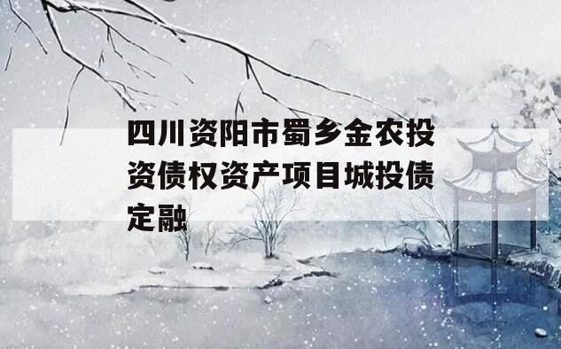 四川资阳市蜀乡金农投资债权资产项目城投债定融