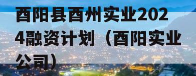 酉阳县酉州实业2024融资计划（酉阳实业公司）