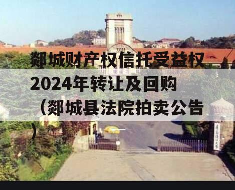 郯城财产权信托受益权2024年转让及回购（郯城县法院拍卖公告）