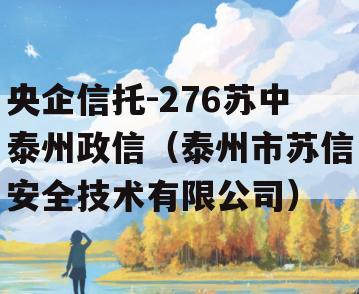 央企信托-276苏中泰州政信（泰州市苏信安全技术有限公司）