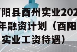 酉阳县酉州实业2024年融资计划（酉阳酉州实业工资待遇）