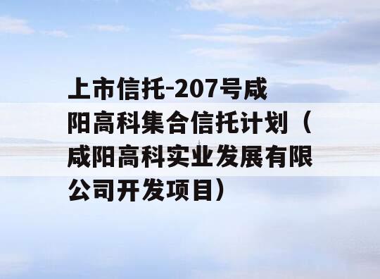 上市信托-207号咸阳高科集合信托计划（咸阳高科实业发展有限公司开发项目）