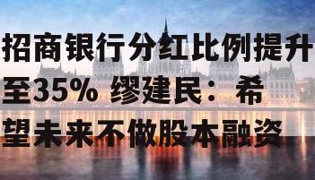 招商银行分红比例提升至35% 缪建民：希望未来不做股本融资