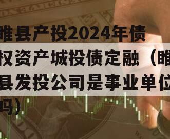 睢县产投2024年债权资产城投债定融（睢县发投公司是事业单位吗）