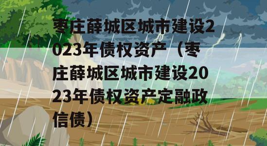 枣庄薛城区城市建设2023年债权资产（枣庄薛城区城市建设2023年债权资产定融政信债）