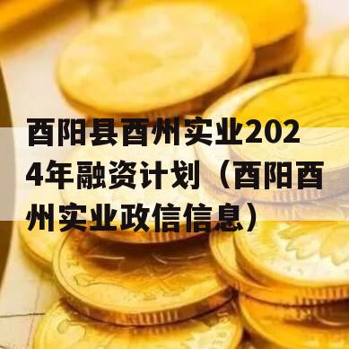 酉阳县酉州实业2024年融资计划（酉阳酉州实业政信信息）