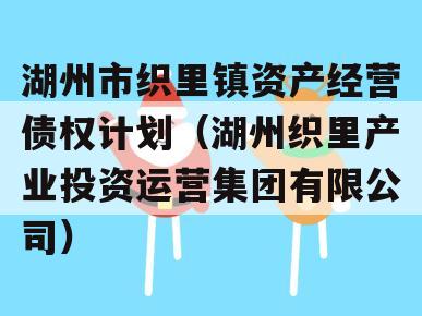 湖州市织里镇资产经营债权计划（湖州织里产业投资运营集团有限公司）