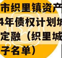 湖州市织里镇资产经营2024年债权计划城投债定融（织里城投领导班子名单）