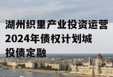 湖州织里产业投资运营2024年债权计划城投债定融