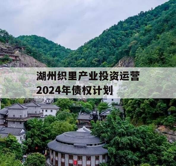 湖州织里产业投资运营2024年债权计划