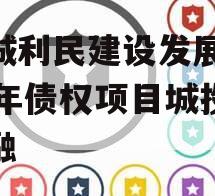 邹城利民建设发展2024年债权项目城投债定融