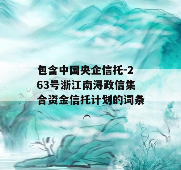 包含中国央企信托-263号浙江南浔政信集合资金信托计划的词条